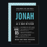Invitación BAR MITZVAH tipo bloque de negrita moderno color t<br><div class="desc">por kat massard >> WWW.SIMPLYSWEETPAPERIE.COM <<< - - - - - - - - - - - - - - - - - - CONTACTE CONMIGO para ayudar a equilibrar tu tipo a la perfección Amar el diseño, pero me gustaría ver algunos cambios - otro esquema de color, producto, añadir...</div>