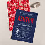 Invitación BAR MITZVAH tipo de bloque negrita moderno azul ma<br><div class="desc">por kat massard >> WWW.SIMPLYSWEETPAPERIE.COM <<< - - - - - - - - - - - - - - - - - - CONTACTE CONMIGO para ayudar a equilibrar tu tipo a la perfección Amar el diseño, pero me gustaría ver algunos cambios - otro esquema de color, producto, añadir...</div>
