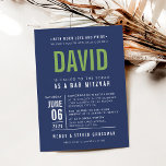 Invitación BAR MITZVAH tipo de bloque negrita moderno color a<br><div class="desc">por kat massard >> WWW.SIMPLYSWEETPAPERIE.COM <<< - - - - - - - - - - - - - - - - - - CONTACTE CONMIGO para ayudar a equilibrar tu tipo a la perfección Amar el diseño, pero me gustaría ver algunos cambios - otro esquema de color, producto, añadir...</div>