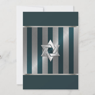 Invitación Bar Mitzvah Verde azulado y estrella de raya plate