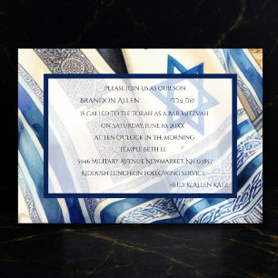 Invitación Bar Mitzvah Watercolor Tallit