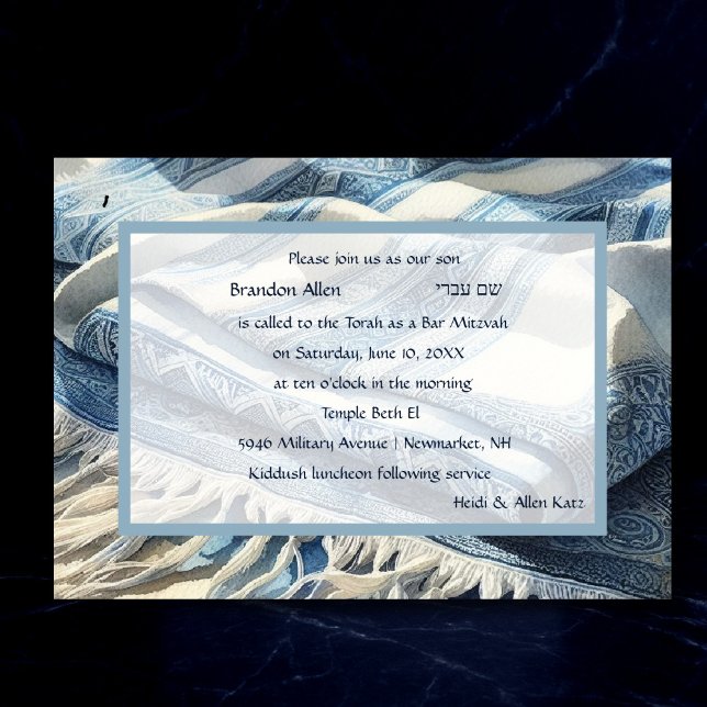 Invitación Bar Mitzvah Watercolor Tallit 4 (Subido por el creador)