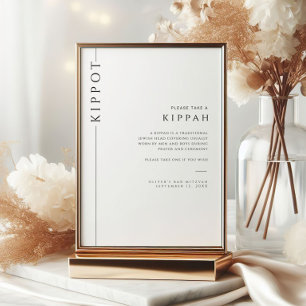 Invitación Bar moderno Mitzvah Kippot Tabletop Rótulo