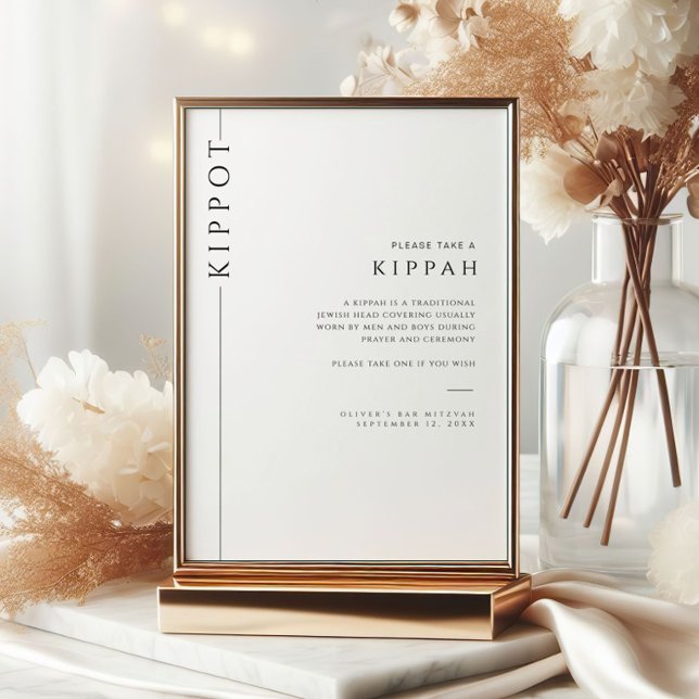 Invitación Bar moderno Mitzvah Kippot Tabletop Rótulo (Subido por el creador)