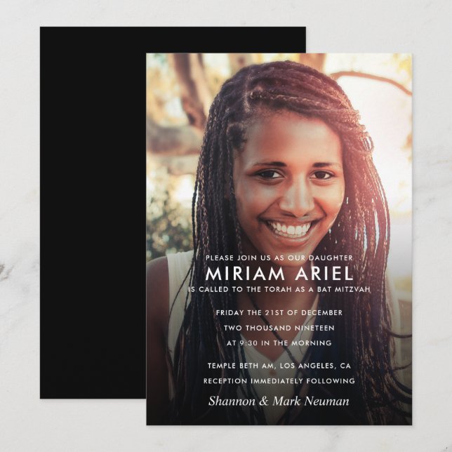 Invitación Bar moderno Mitzvah o Bat Mitzvah Photo (Anverso / Reverso)
