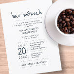 Invitación Bar moderno y sencillo Mitzvah<br><div class="desc">Compuesto por un guión lúdico y una tipografía san serif; Todo sobre un fondo de fondo blanco. Esto es diseñado por Select Fiesta Supplied Supplied,  exclusivo para Zazzle. Disponible aquí: http://www.zazzle.com/selectpartysupplies</div>