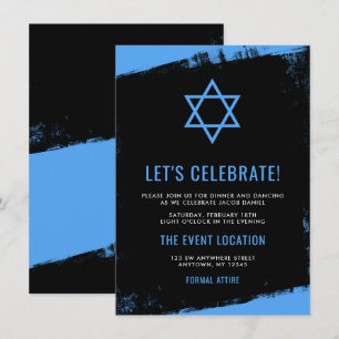 Invitación Bar negro gris recepción Mitzvah