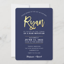Invitación Bar personalizado Mitzvah Marina moderna + nombre