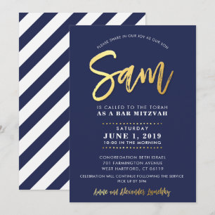Invitación Bar personalizado Mitzvah Marina moderna + nombre 
