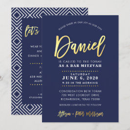 Invitación Bar personalizado Mitzvah Marina moderna + nombre 
