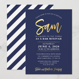 Invitación Bar personalizado Mitzvah Marina moderna + nombre 