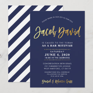 Invitación Bar personalizado Mitzvah Marina moderna + nombre 