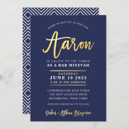 Invitación Bar personalizado Mitzvah marina moderna + nombre