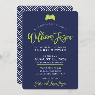 Invitación Bar personalizado Mitzvah moderna contoller lima m
