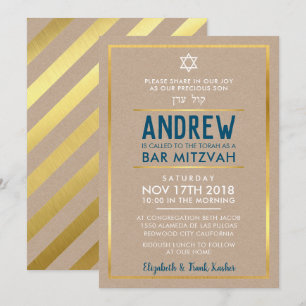 Invitación BAR personalizado MITZVAH tipo negrita inteligente
