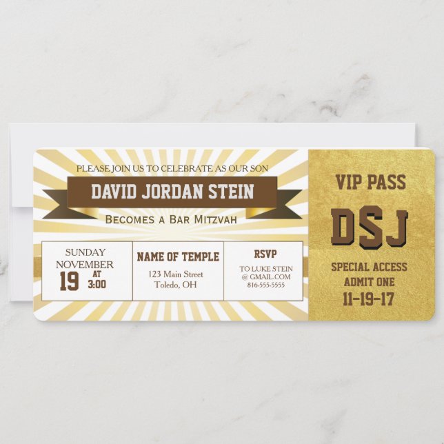 Invitación Bar temático dedicado al deporte Mitzvah Design (Anverso)