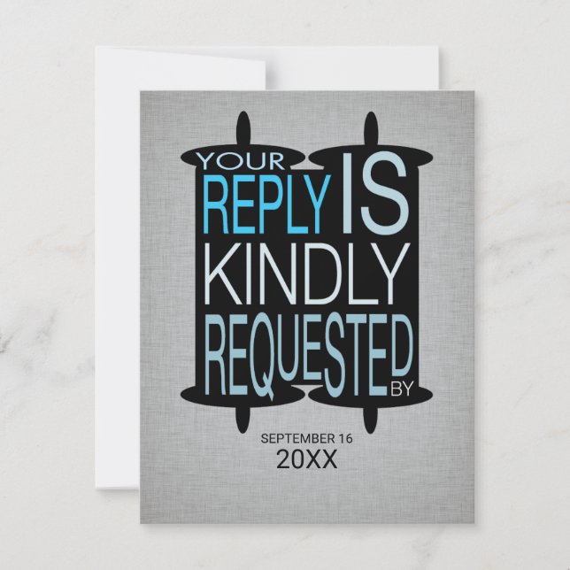 Invitación Bar Torah moderno Mitzvah Responder RSVP Azul gris (Anverso)