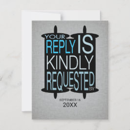 Invitación Bar Torah moderno Mitzvah Responder RSVP Azul gris