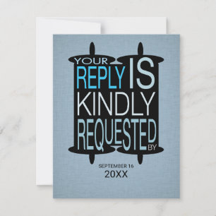 Invitación Bar Torah moderno Mitzvah Respuesta RSVP Azul gris