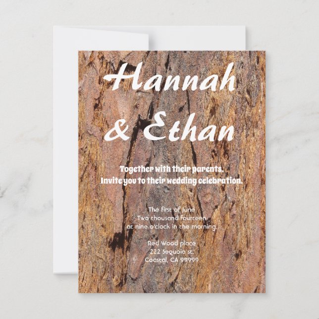 Invitación Baraja de árbol de secuoya (Anverso)