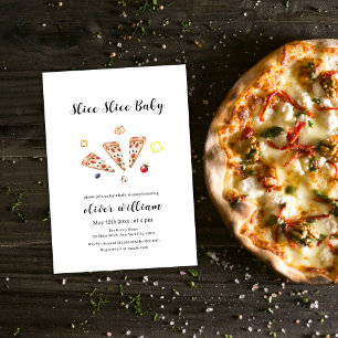 Invitación Baraja italiana moderna de cerdo de bebé Pizza Bab
