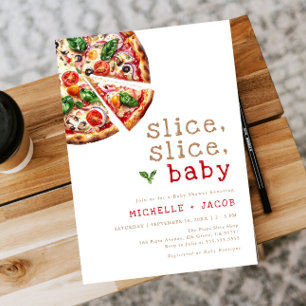 Invitación Baraja moderna para niños Pizza Baby Shower