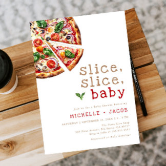 Invitación Baraja moderna para niños Pizza Baby Shower