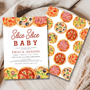 Invitación Baraja moderna para niños Pizza Baby Shower