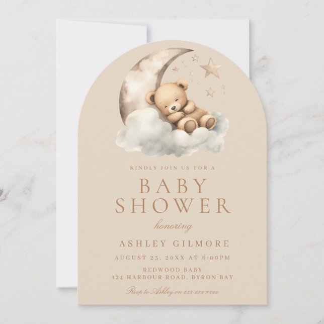 Invitación Barato dulce beige Baby Shower neutral (Anverso)