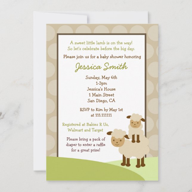 Invitación Barba oveja Baby Shower invita a neutrales (Anverso)