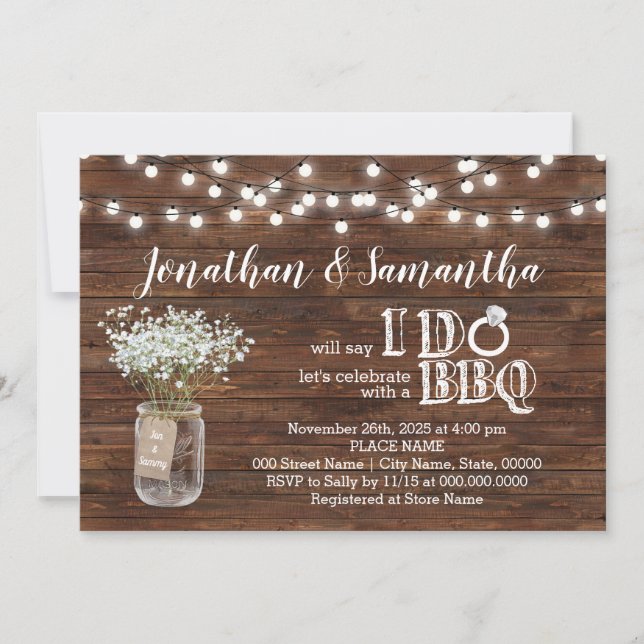 Invitación barbacoa antes que las parejas ducha moda de país (Anverso)