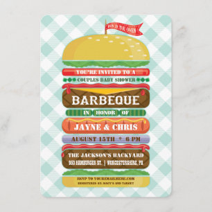Invitación Barbacoa apilada de Baby Shower de la hamburguesa