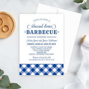 Invitación Barbacoa Azul para Cena de Ensayo de Boda