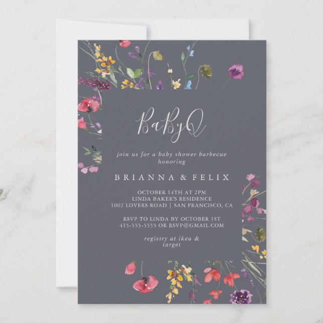 Invitación Barbacoa Baby Shower Classic Blue Wild BabyQ (Anverso)
