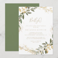 Barbacoa Baby Shower de Geometric Gold Green BabyQ