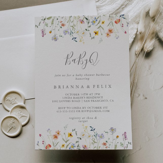 Invitación Barbacoa Baby Shower Wild Multicolor Floral BabyQ (Subido por el creador)
