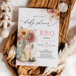 Invitación Barbacoa barbacoa Sunflower Rustic Couples Baby Sh
