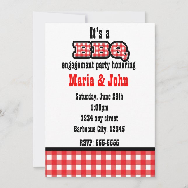 Invitación Barbacoa BBQ Gingham Fiesta del País Verano (Anverso)