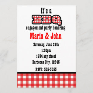 Invitación Barbacoa BBQ Gingham Verano Fiesta Campestre
