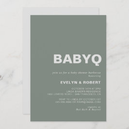 Invitación Barbacoa de Baby Shower de BabyQ verde formal mini