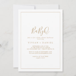 Invitación Barbacoa de Baby Shower de Gold BabyQ
