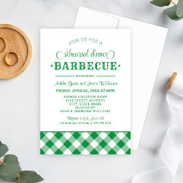 Invitación Barbacoa de cena de Boda de Gingham Verde
