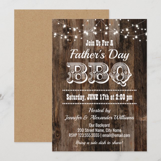 Invitación barbacoa del Día del Padre (Anverso / Reverso)