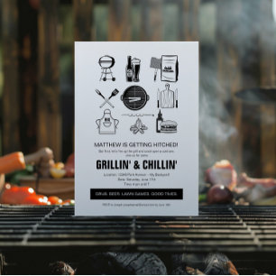 Invitación Barbacoa Grillin' y Partido Chillin Bachelor