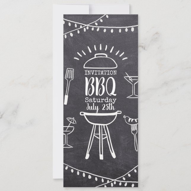 Invitación barbacoa jardín fiesta pizarra BBBQ (Anverso)