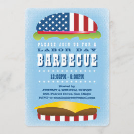 Invitación Barbacoa patriótica de la hamburguesa del Día del
