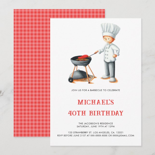 Invitación Bárbaro de verano lindo 40 cumpleaños (Anverso / Reverso)