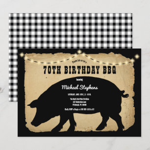 Invitación Barbeque de cumpleaños 70 de Hog rústico - barbaco