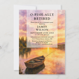 Invitación Barca de Pesca O-Fish-Ally Fiesta de Jubilación en