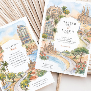 Invitación Barcelona España Sagrada Familia Gaudí Boda